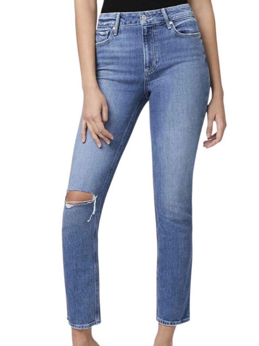 PAIGE Cindy Jeans 24 Seamed Belt Loops Granada Distressed NWT